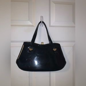 1950s Antique vintage black clasp purse